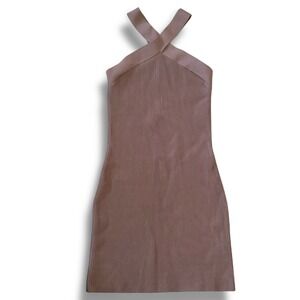 Aritzia Mauve Brown Cross-Back Mini Dress